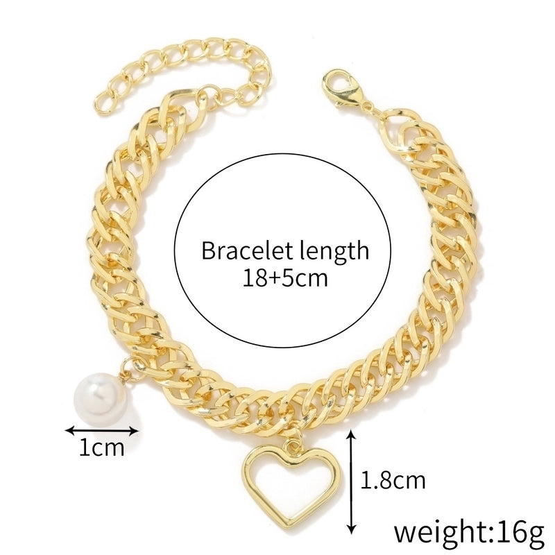 Fashion Geometric Heart Shape Imitation Pearl Alloy Plating Women\'s Bracelets