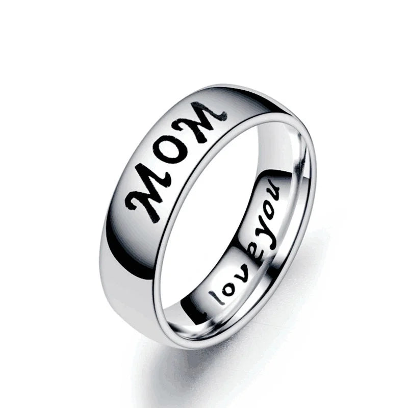 Family Member Letters Stainless Steel Ring