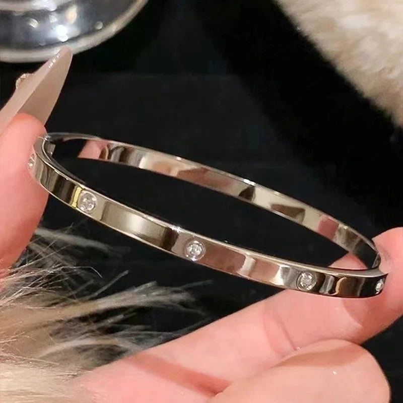 Elegant Minimalist Classic Style Solid Color 304 Stainless Steel Bangle In Bulk