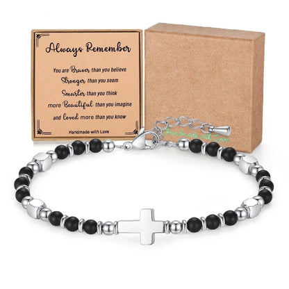 Minimalist Classic Style Round 304 Stainless Steel Natural Stone Bracelets In Bulk