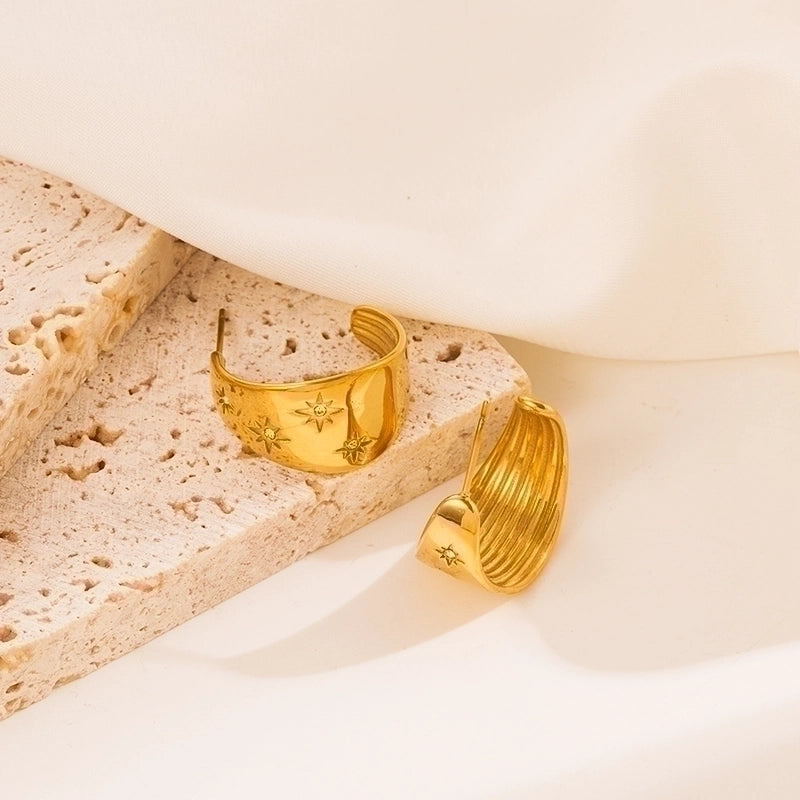 1 Pair Fashion Flower Plating 304 Stainless Steel Stainless Steel Earrings