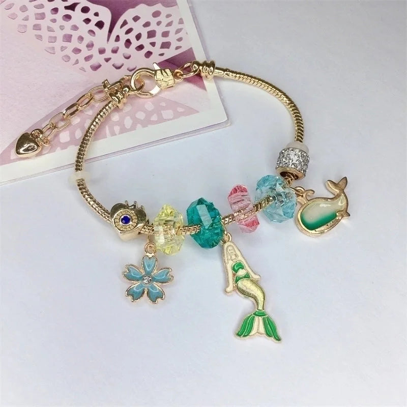 Cute Minimalist Dolphin Heart Shape Flower Stainless Steel Alloy Resin Rhinestones Bangle In Bulk