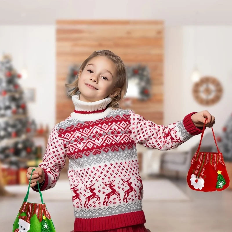Christmas Children's Gift Elk Snowman Flannel Handbag Christmas Eve Candy Apple Gift Bag Christmas Supplies