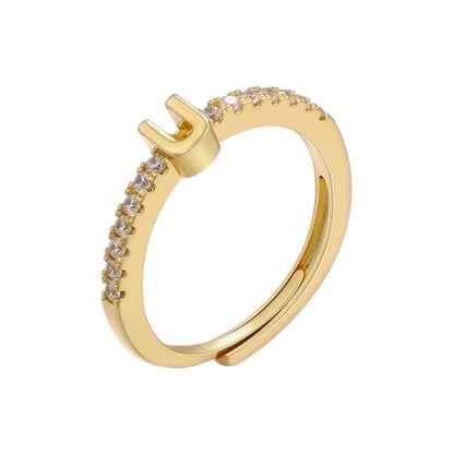 Fashion Geometric Copper Zircon Rings In Bulk