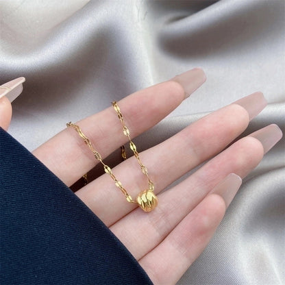 Minimalist Bow Knot Titanium Steel Copper Inlay Rhinestones Pendant Necklace