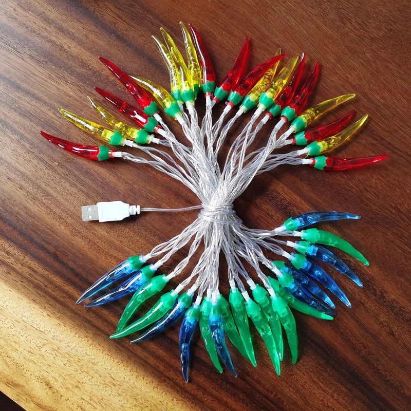 LED Red Pepper Colored Lights String Lights Flashing Lights New Year Christmas Holiday Decorative Atmosphere Lights New Year Home Layout Lighting