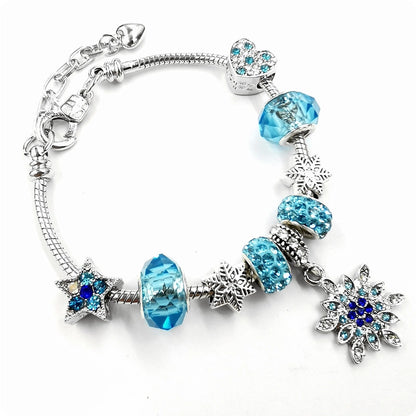 DIY Jewelry Christmas Heart Snake Bone Chain Birthday Gift Crystal Snowflake Five-pointed Star Panjia Bracelet