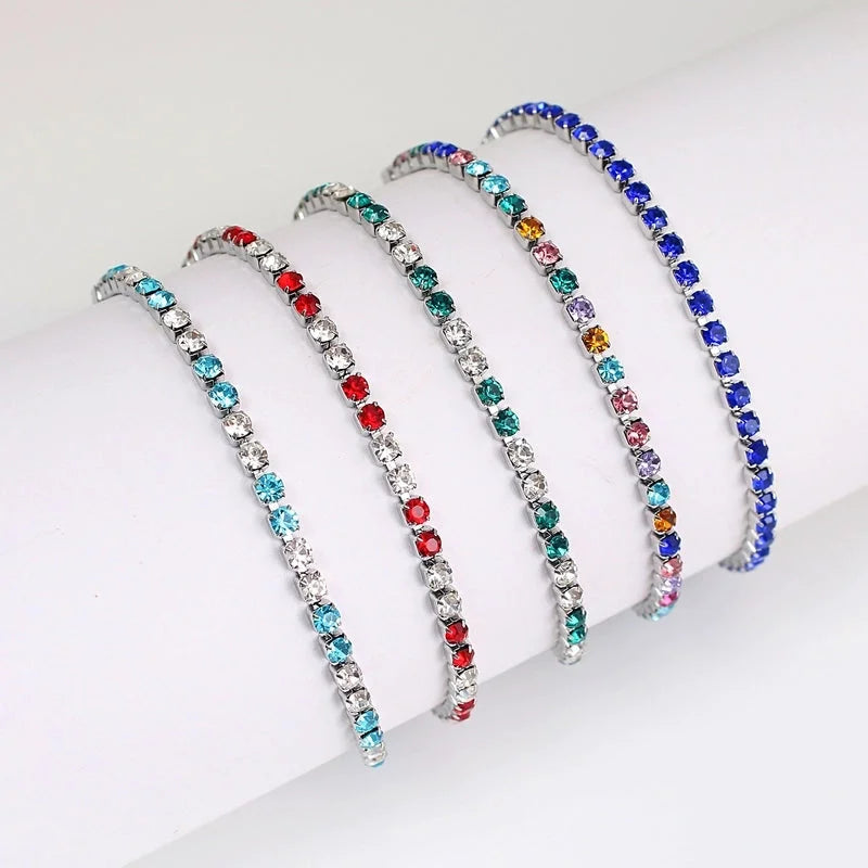 Modern Style Geometric Stainless Steel Handmade Inlay Artificial Gemstones Bracelets Necklace