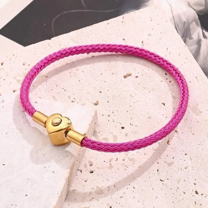 Casual Minimalist Classic Style Simple Solid Color 304 Stainless Steel Wire Rope 18K Gold Plated Bracelets In Bulk
