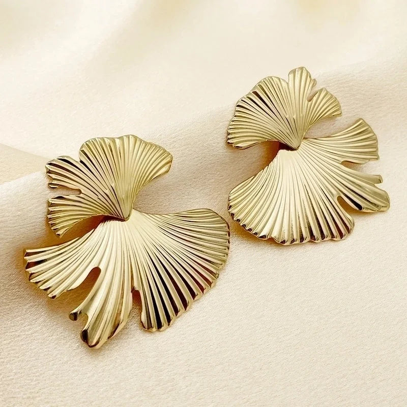 1 Pair Minimalist Classic Style Leaves Plant Ginkgo Leaf Plating 304 Stainless Steel 14K Gold Plated Drop Earrings
