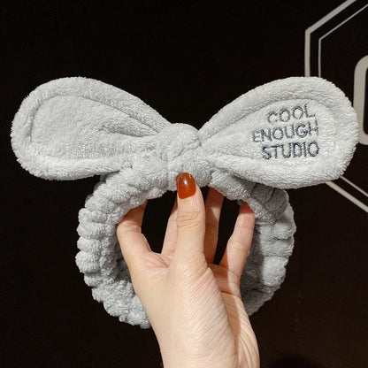 Cat Ears Hair Band Hair Band Korean Plush Internet Celebrity Rabbit Ear Hair Accessories Bow Face Wash Hair Band
