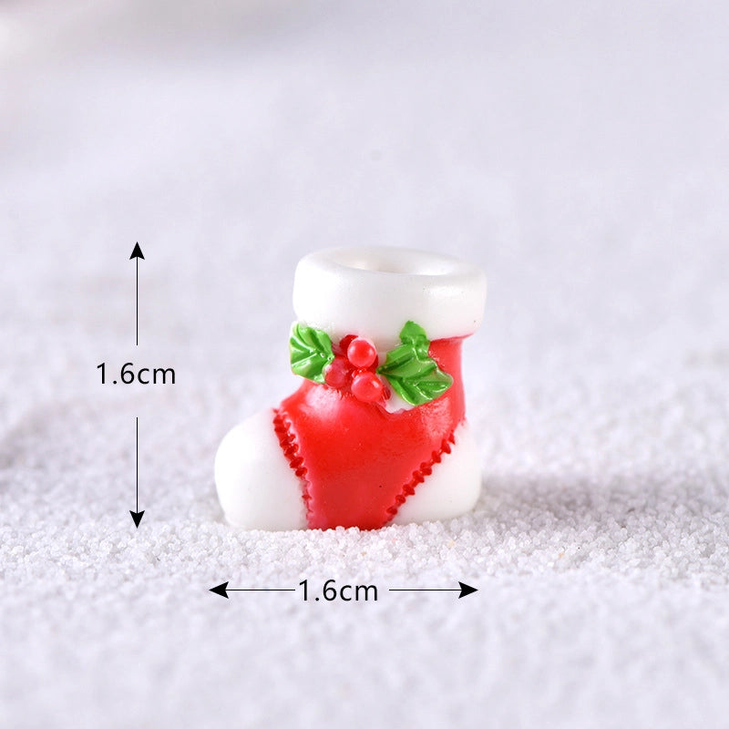 New Christmas Old Man Snowman Micro Landscape Snow Scene Train Box Christmas Socks Small Gift Bells Resin Ornaments