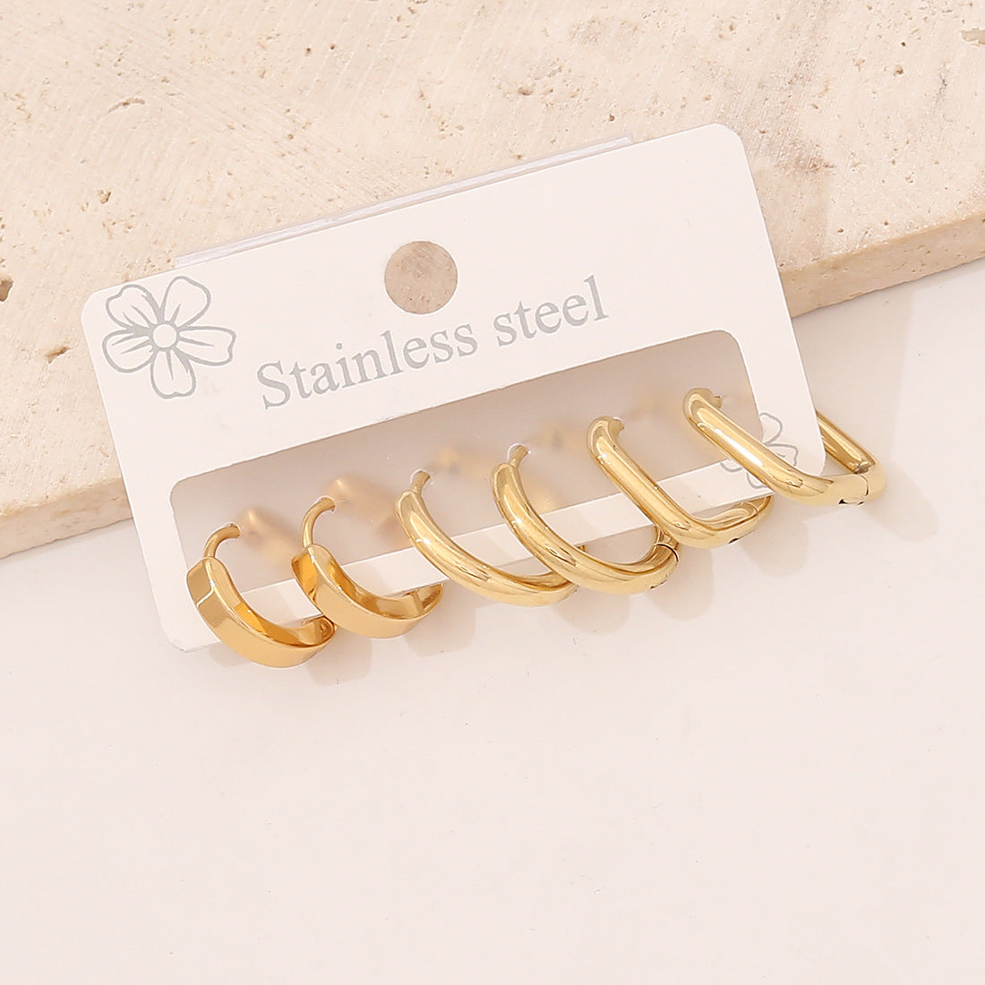 Expressive Quadrilateral Geometric Stainless Steel Electroplating Earrings