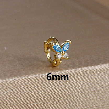 1 Piece Minimalist Color Block Butterfly Plating Copper Huggie Earrings