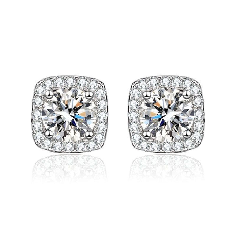 1 Pair Casual Minimalist Geometric Heart Shape Inlay Copper Zircon White Gold Plated Ear Studs