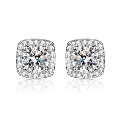 1 Pair Casual Minimalist Geometric Heart Shape Inlay Copper Zircon White Gold Plated Ear Studs