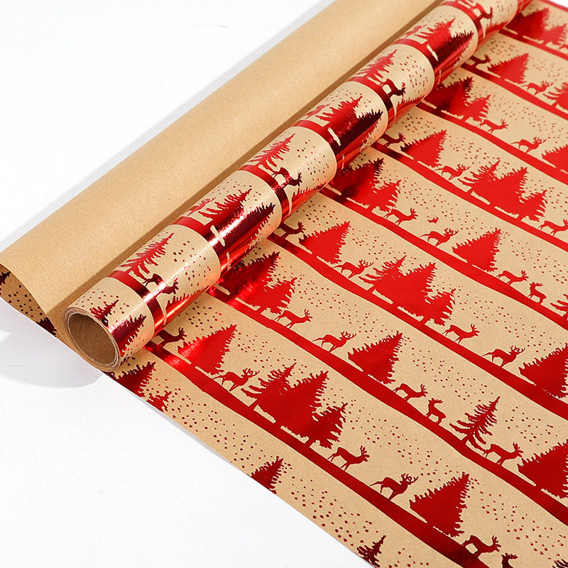 Kraft Paper Red Hot Stamping Christmas Gift Wrapping Paper Book Wrapping Paper