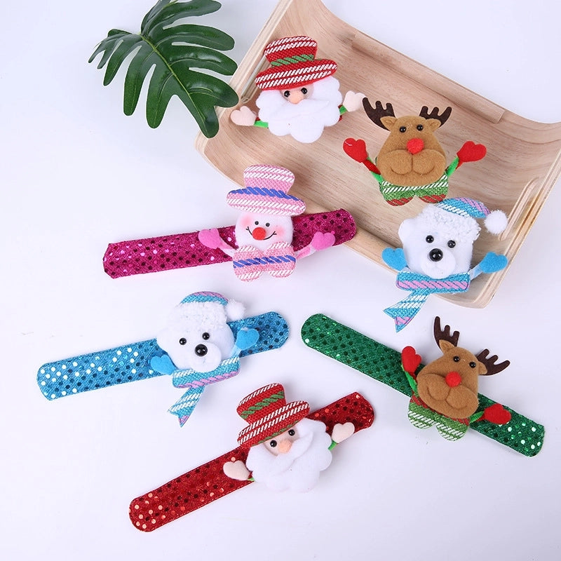 Luminous Style Christmas Small Gifts For Children Christmas Creative Gift With Lights Old Man Snowman Slap Bracelet Pop Bracelet