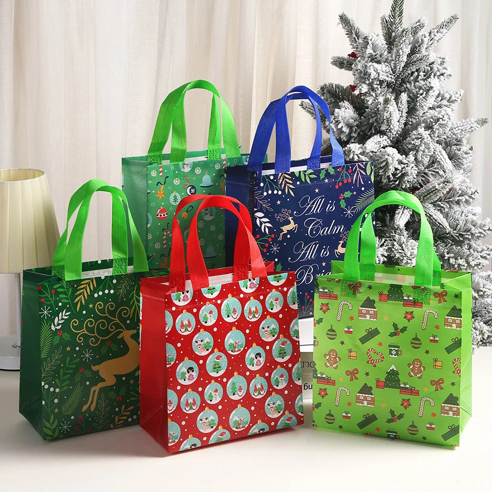 Christmas Non-woven Bag Gift Tote Bag Takeaway Tote Bag Gift Packaging Bag Christmas Gift Bag