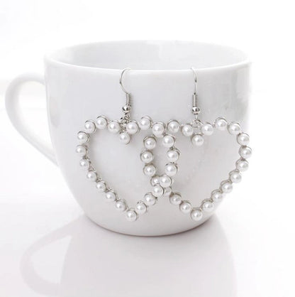 1 Pair Minimalist Heart Shape Alloy Inlay Pearl Women's Earrings