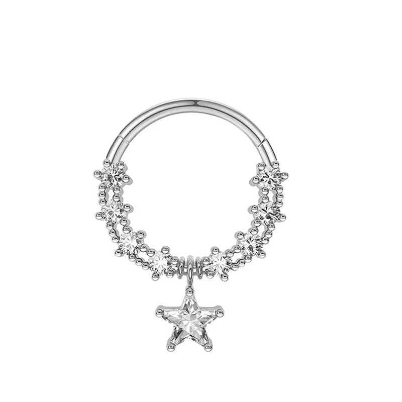 1 Piece Nose Rings & Studs Minimalist Classic Style Solid Color 304 Stainless Steel Inlay Rhinestones Nose Rings & Studs