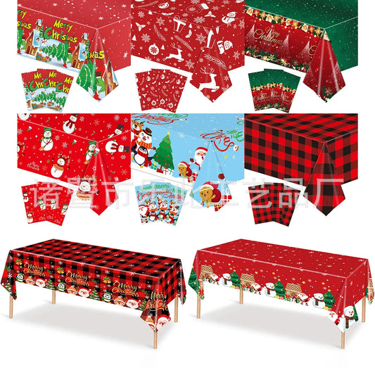3 Pieces Christmas Tablecloth Holiday Party Tablecloth Christmas Tree Tablecloth Red And Green Christmas Theme Tablecloth Table Cover