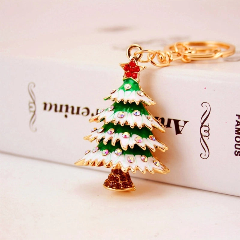 Christmas Christmas Tree Zinc Alloy Plating Inlay Rhinestones Christmas Women's Bag Pendant Keychain