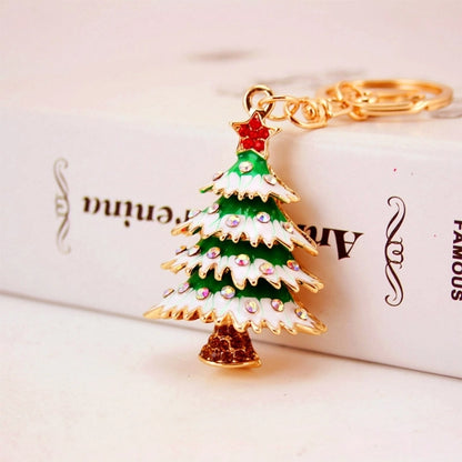 Christmas Christmas Tree Zinc Alloy Plating Inlay Rhinestones Christmas Women's Bag Pendant Keychain