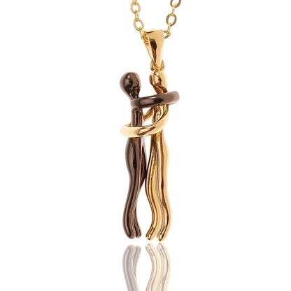 New Simple Copper Plated Real Gold Love Hug Cute Necklace