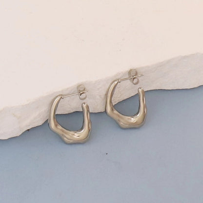 1 Pair Minimalist Round Square Heart Shape 304 Stainless Steel Earrings