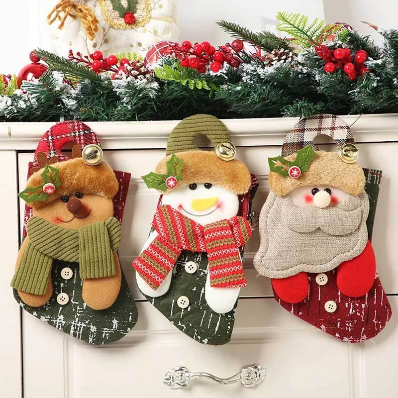Christmas Decorations Santa Socks Claus Gift Bag Party Layout Snowman Elk Children Gift Socks Pendant