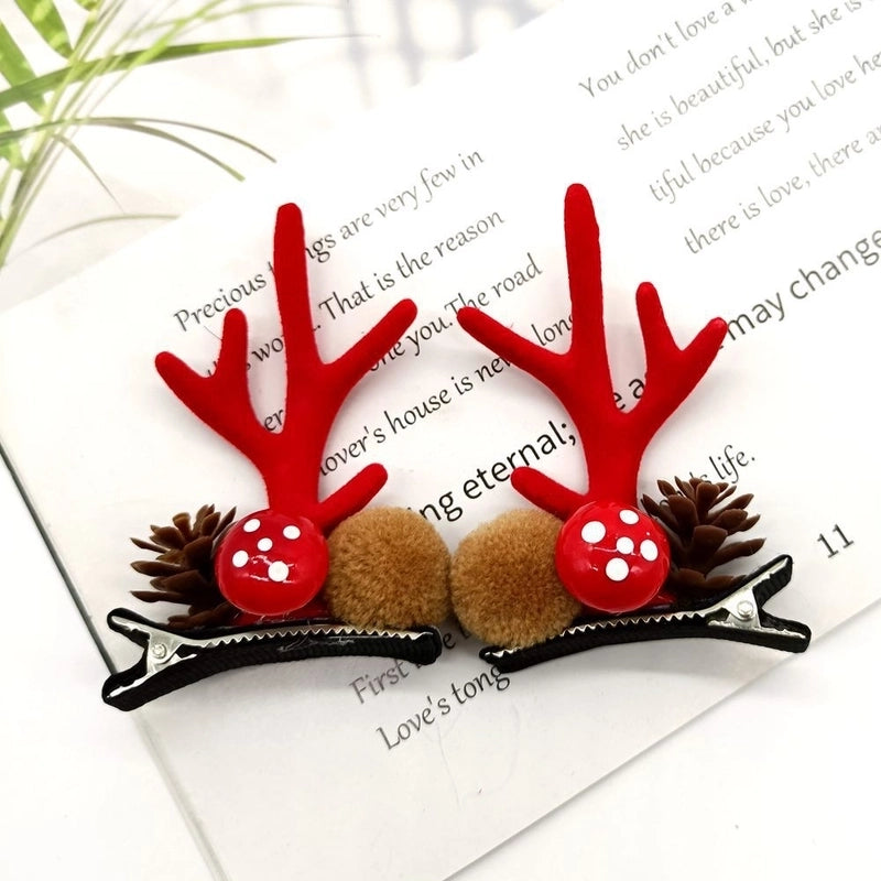 Christmas Cute Antlers Plastic Cloth Flannel Party Hairpin