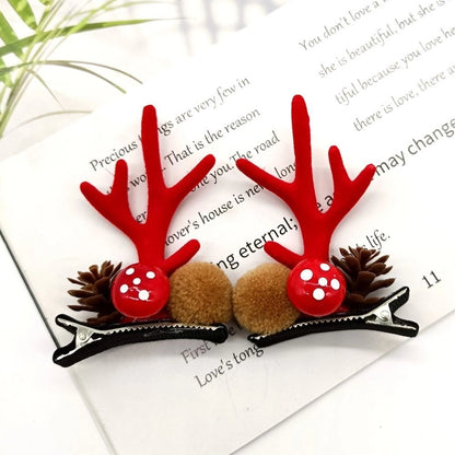 Christmas Cute Antlers Plastic Cloth Flannel Party Hairpin