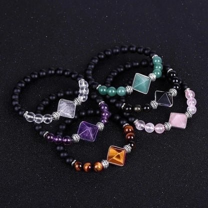 Fashion Ball Stone Beaded Inlay Artificial Crystal Bracelets 1 Piece