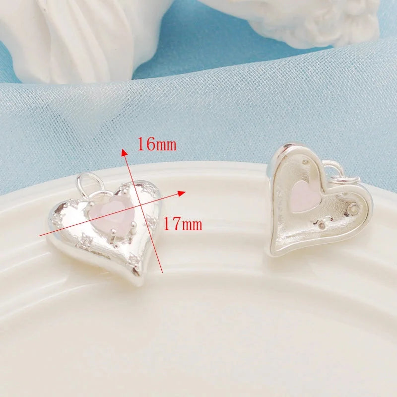 1 Piece Alloy Heart Shape Flower Pendant