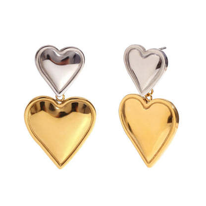 Fashion Fan-Shape Heart Leaf Bowknot Stainless Steel 18K Gold Plated Stud Earrings