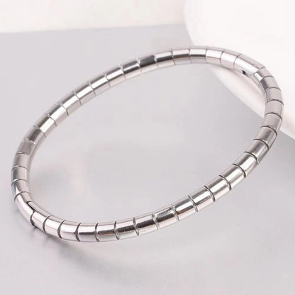 Minimalist Classic Style Geometric 304 Stainless Steel Silver Plated Bangle In Bulk