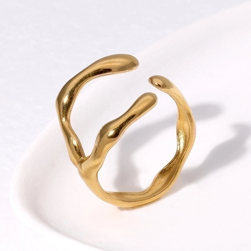 304 Stainless Steel 18K Gold Plated Minimalist Irregular Plating Geometric Open Rings