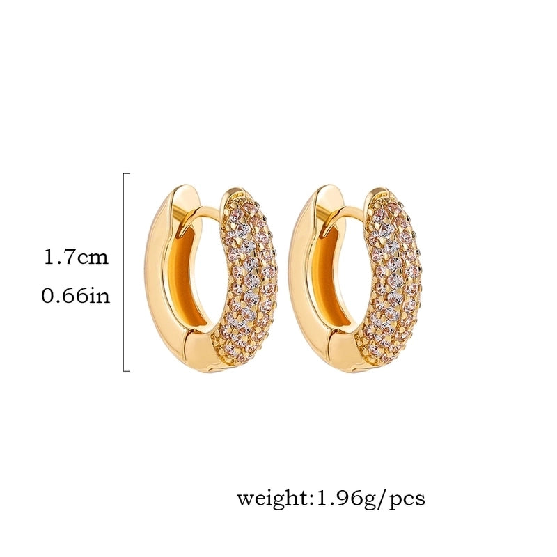 1 Pair Minimalist Shiny Round Inlay Copper Zircon Earrings