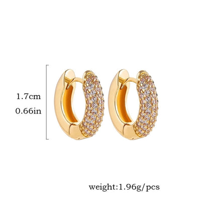 1 Pair Minimalist Shiny Round Inlay Copper Zircon Earrings