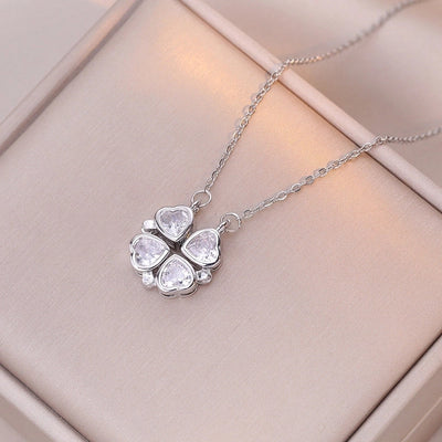 Minimalist Heart Shape Titanium Steel Inlay Rhinestones Women\'s Pendant Necklace