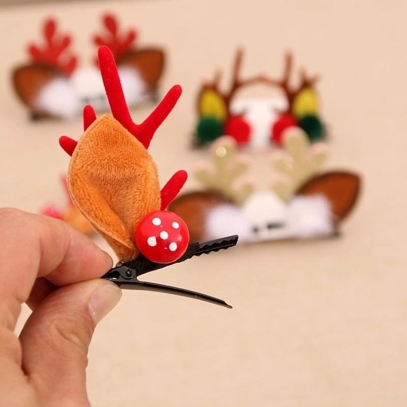 Christmas Small Gifts For Children Gift Gold Powder Antlers Mink Hair Clip Hairpin Set Headdress Christmas Head Buckle