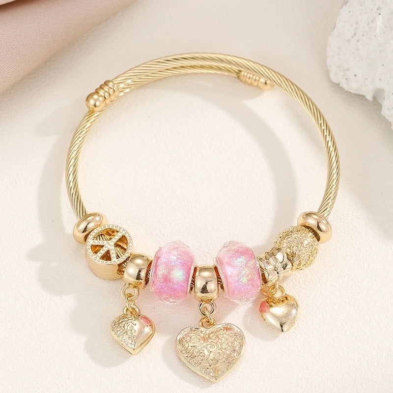 Vacation Modern Style Bear 304 Stainless Steel Alloy Gold Plated Rhinestones Bangle In Bulk
