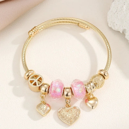 Vacation Modern Style Bear 304 Stainless Steel Alloy Gold Plated Rhinestones Bangle In Bulk