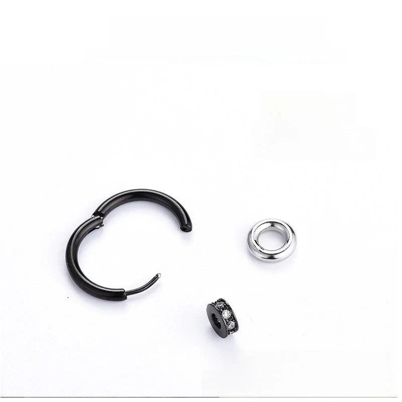Earrings Men's And Women's Fashion Earrings With Hanging Drill Round Earrings Internet Popular Taobao Supply Titanium Steel Earrings Accessories