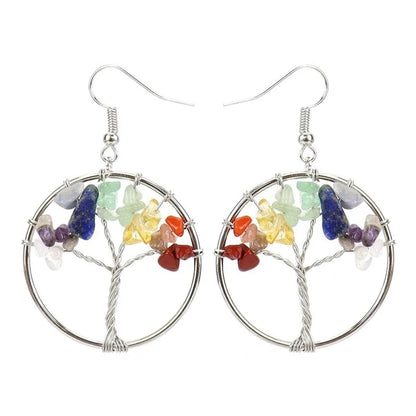 Fashion Tree Natural Stone Copper Beaded Plating Drop Earrings 1 Pair