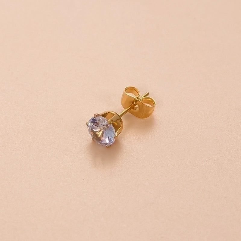 1 Piece Ear Cartilage Rings & Studs Minimalist Classic Style Geometric Round 316L Stainless Steel Plating Inlay Zircon