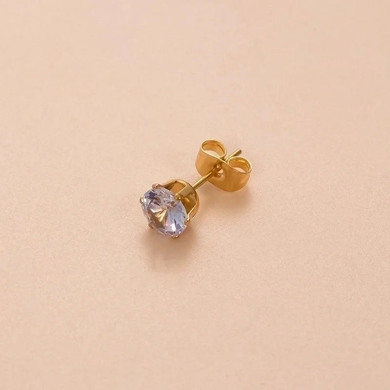 1 Piece Ear Cartilage Rings & Studs Minimalist Classic Style Geometric Round 316L Stainless Steel Plating Inlay Zircon