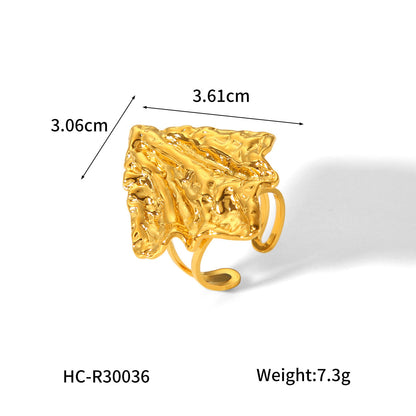 IG Style Ring Irregular Hammered Geometric Stainless Steel Electroplating Rings