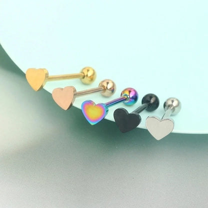1 Piece Tongue Rings Minimalist Heart Shape Solid Color 304 Stainless Steel Plating Gold Plated Tongue Rings